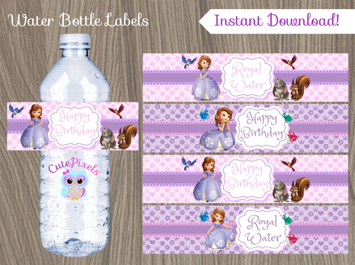 Sofia the first Water Bottle Label Princess Sofia Water Etsy
