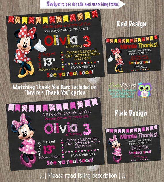Minnie Mouse Invitation, Minnie Mouse Birthday Invitation, Minnie Mouse Birthday, Minnie Mouse Party, Minnie Mouse, Minnie Mouse Pink Il_570xn