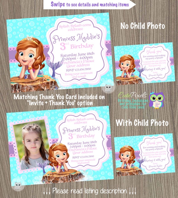 Sofia the first invitation, Princess Sofia Invitation, Sofia Mermaid Invitation, Princess Birthday Invitation, Pool Party, Floating Palace Il_570xn