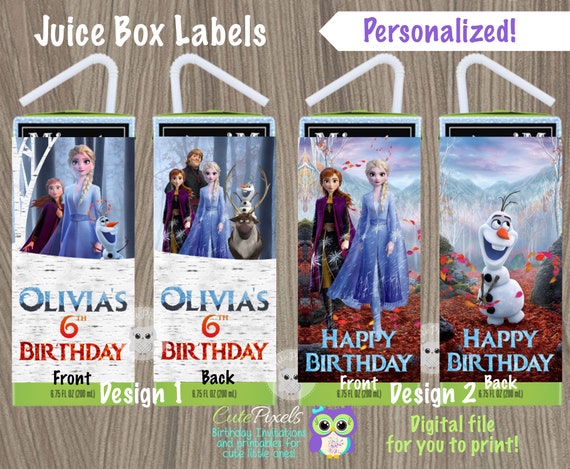 Frozen Juice Box Labels, Frozen Water Bottle Label, CapriSun Labels, Frozen Birthday, Disney Frozen, Frozen Party Décor, Drink Labels Il_570xn