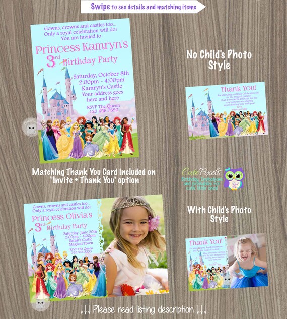 Disney Princess Invitation, Princess Birthday Invitation, Disney Princess Party, Princess Invitation, Disney Princess, Princess Birthday Il_570xn