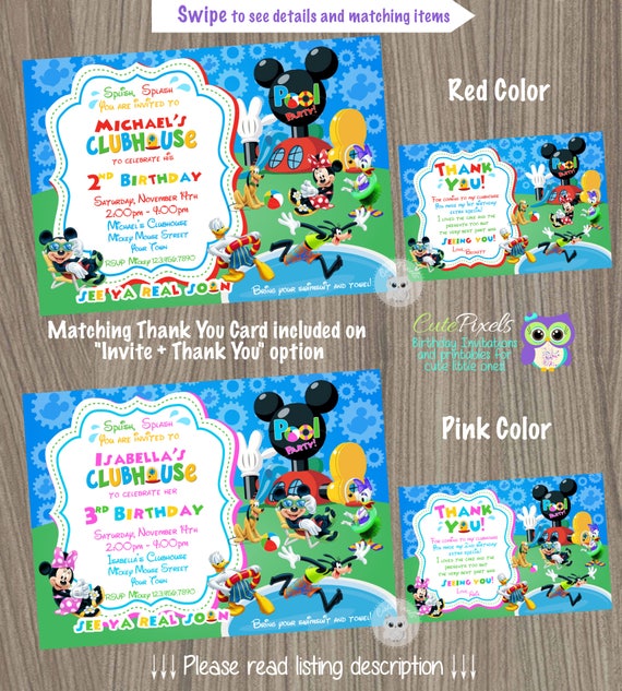 Mickey Mouse Clubhouse Invitation Summer Invitation Minnie Etsy