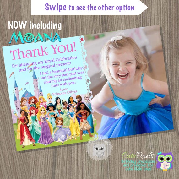 Disney Princess Thank You Card, disney princess, Princess Thank You Card, Disney Princess Birthday, Disney Princess Party, Princess Birthday Il_570xn