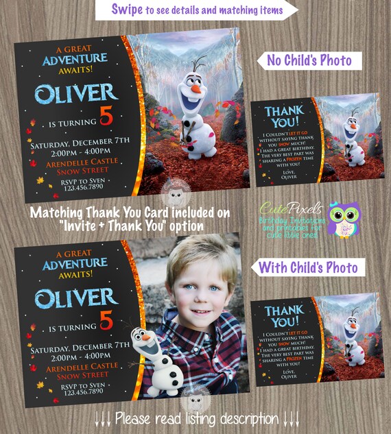 Frozen 2 Invitation, Frozen II Invitation, Olaf Invitation, Frozen Birthday Invitation, Disney Frozen, Boy Invitation, Frozen Birthday Il_570xn