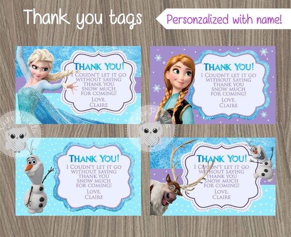 Frozen Thank You Tags, Frozen Tags, Frozen Favor tags, Frozen Birthday, Disney Frozen, Frozen Party, Frozen Movie, Thank You Tags Il_570xn