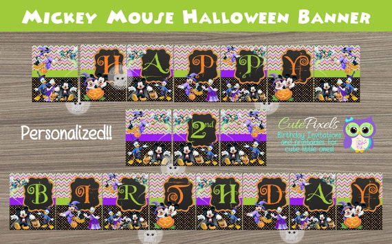 Mickey Mouse Halloween Banner, Happy Halloween Banner, Mickey Mouse Halloween, Halloween Party, Mickey Mouse Halloween Sign, Birthday Banner Il_570xn