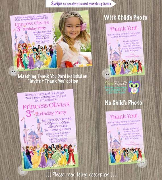 Disney Princess Invitation, Princess Birthday Invitation, Disney Princess Party, Princess Invitation, Disney Princess, Princess Birthday Il_570xn