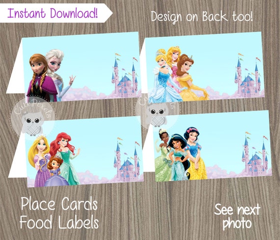 Disney Princess Place Cards, Princess Birthday, Disney Princess Party, Princess Food Labels, Disney Princess, Tent Cards, Food Labels Il_570xn