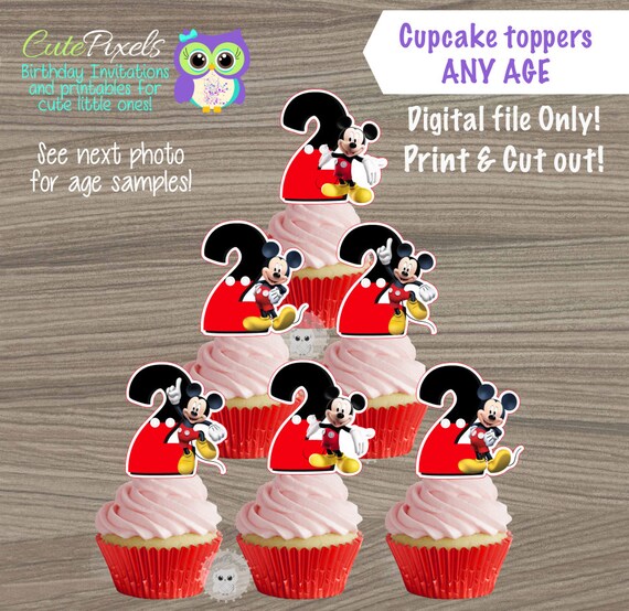 Mickey Mouse Cupcake toppers, Mickey Mouse Birthday, Mickey Mouse Decor, Mickey Topper, Mickey Mouse Party Decor, Mickey Mouse Cut out Il_570xn