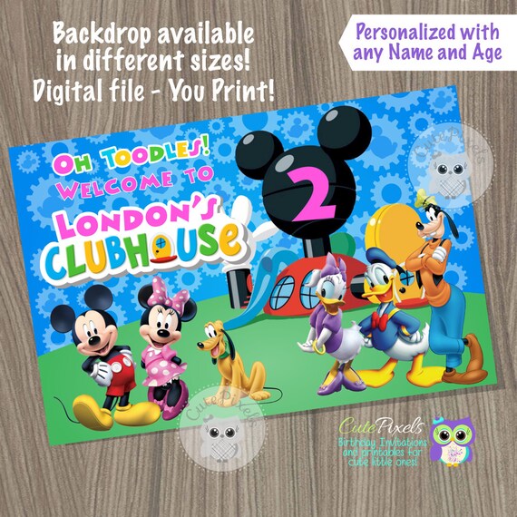 Mickey Mouse Backdrop, Mickey Mouse Birthday Banner, Mickey Mouse Clubhouse, Mickey Mouse Sign, Mickey Mouse Poster, Mickey Mouse Photo Back Il_570xn
