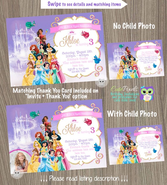 Disney Princess Invitation, Princess Birthday Invitation, Disney Princess Party, Princess Invitation, Disney Princess, Princess Birthday Il_570xn