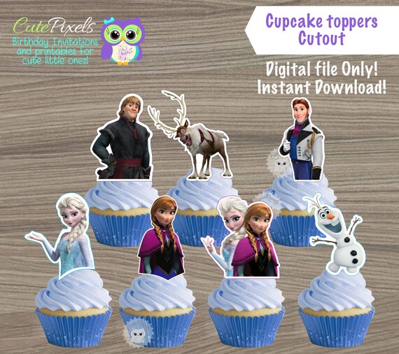 Frozen Cupcake Toppers Disney Frozen Toppers Disney Frozen Etsy