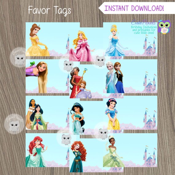 disney princess favor tags disney princess name tags