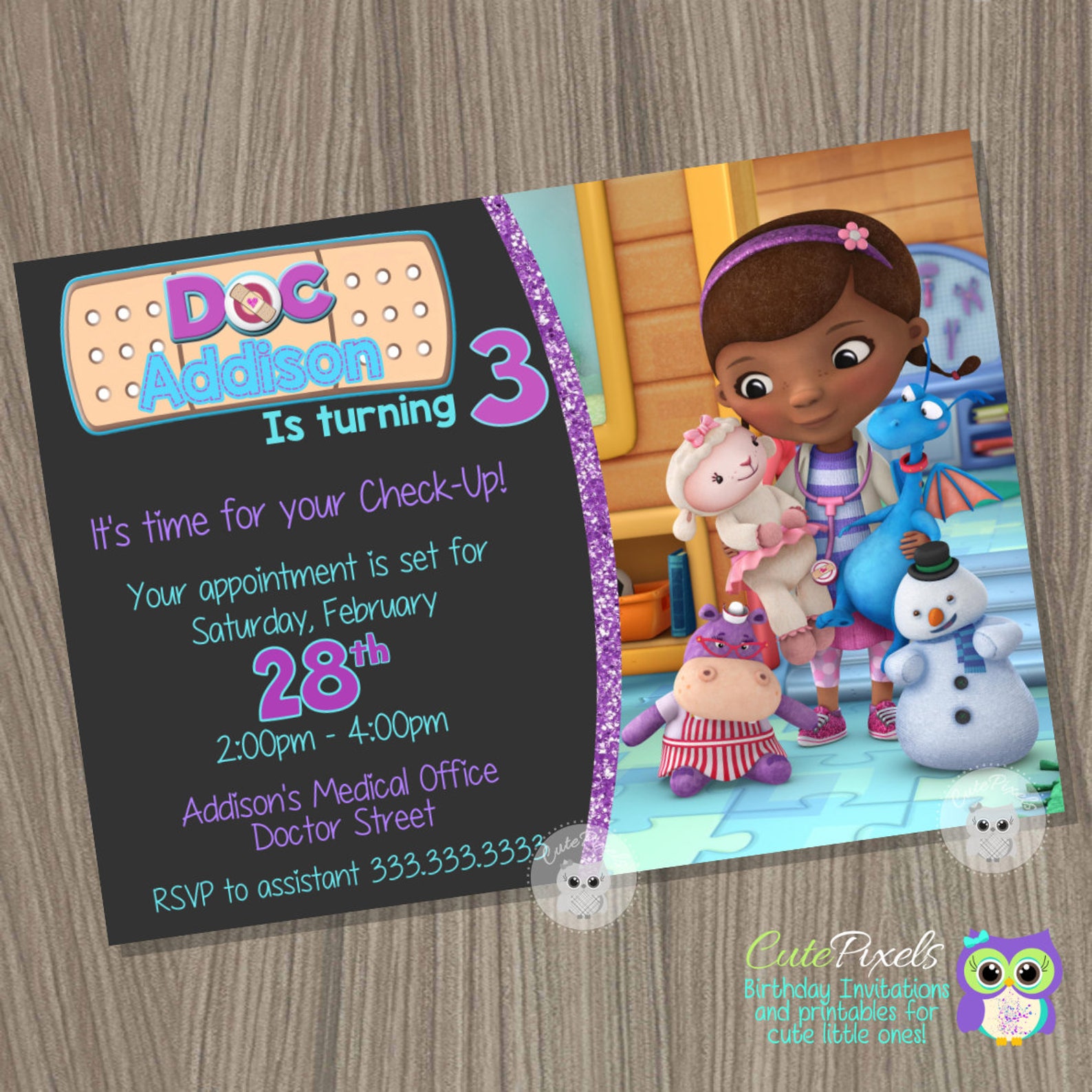 Doc McStuffins Invitation Doc McStuffins Birthday Invitation Etsy