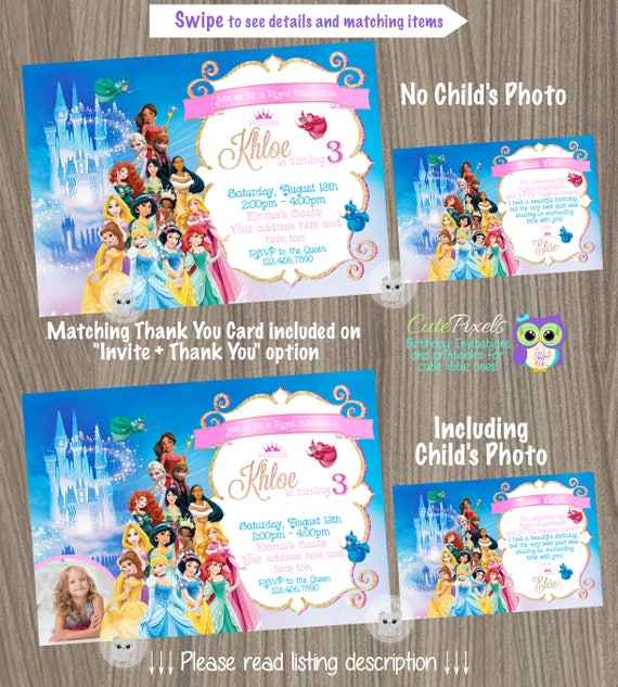Disney Princess Invitation, Princess Birthday Invitation, Disney Princess Party, Princess Invitation, Disney Princess, Princess Birthday Il_570xn