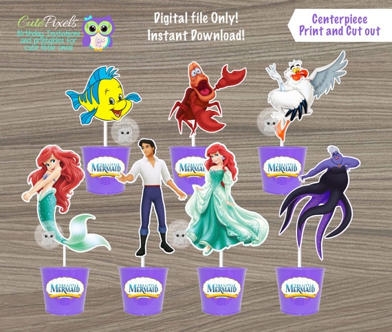 Little Mermaid Centerpiece, Princess Ariel Centerpiece, Little Mermaid Birthday, Ariel Cake Topper, Disney Princess Birthday decor Il_570xn