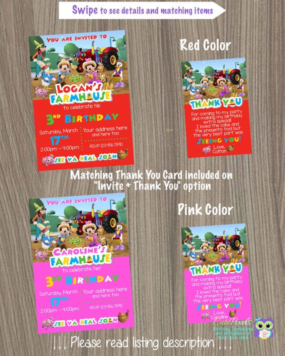 Mickey Mouse Farmer Invitation, Mickey Mouse Farm Birthday, Mickey Mouse Barn Invitation, Barn Invitation, Mickey Mouse Farm Invitation Il_570xn