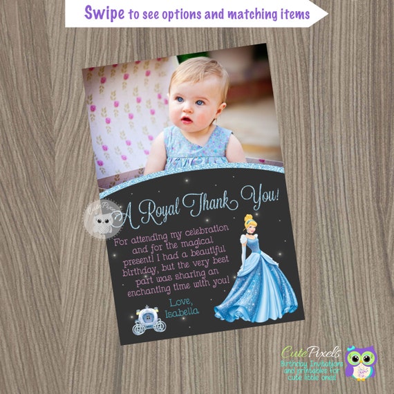 Cinderella Thank You Card, Cinderella Birthday Thank You Card, Cinderella Birthday, Disney Princess Thank You Card, Princess Thank You Card Il_570xn