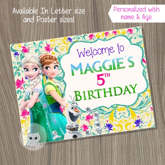 Frozen Birthday Sign, Disney Frozen, Frozen welcome Sign, Frozen Birthday, Frozen Party, Welcome Sign, Welcome Sign, Frozen Fever Sign Il_570xn