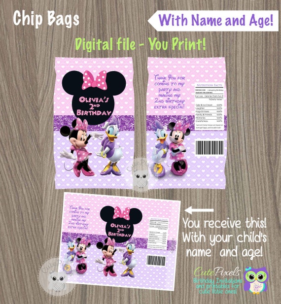 Minnie Mouse Chip Luggage, Daisy Chip Luggage, Printable Chip Baggage picture relating to Printable Chip Bags identify Minnie Mouse Chip Baggage, Daisy Chip Luggage, Printable Chip Luggage