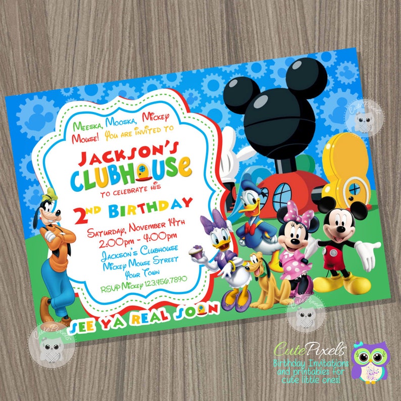 Mickey Mouse Invitation Mickey Mouse Clubhouse Invitation Etsy