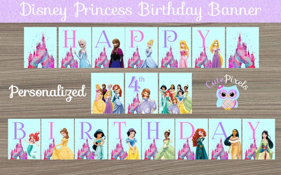 Disney Princess Birthday Banner, Princess Birthday, Disney Princess Party, Princess, Disney Princess, Bunting Banner Il_570xn
