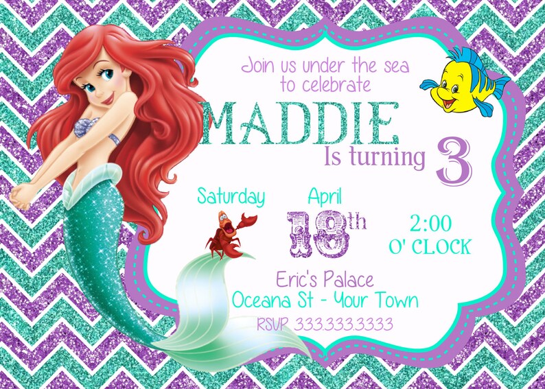 little mermaid favor tags ariel name tags disney little etsy