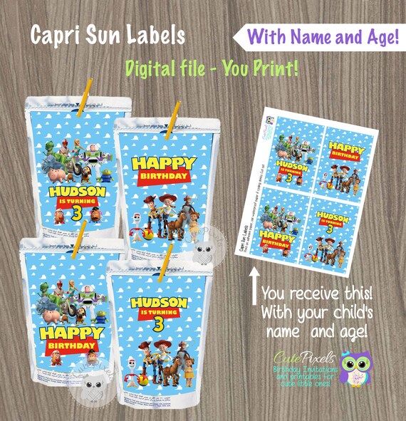 Toy Story Capri Sun Labels, Toy Story Juice Box Labels, Toy Story Water Bottle Labels, Toy Story Birthday, Toy Story party Decor Il_570xn
