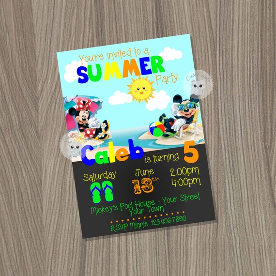 Mickey Mouse Clubhouse Invitation, Summer Invitation, Mickey Mouse Birthday, Mickey Mouse Clubhouse Party, Mickey Mouse, Pool Party Il_570xn