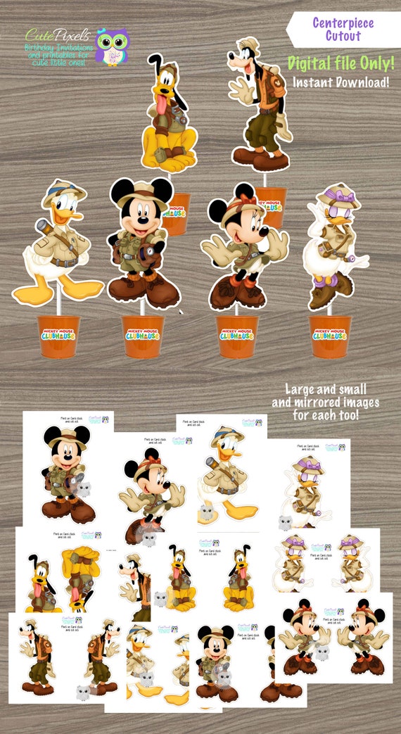 Mickey Mouse Safari Centerpiece, Mickey Safari Cake Toppers, Mickey Mouse Safari Birthday, Mickey Safari Decor, Safari Party, Safari Il_570xn