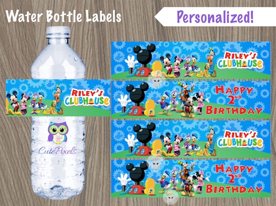Mickey Mouse Clubhouse Water Bottle Labels, Mickey Mouse Birthday, Mickey Mouse Clubhouse, Mickey Mouse Clubhouse Party, Mickey Bottle Label Il_570xn