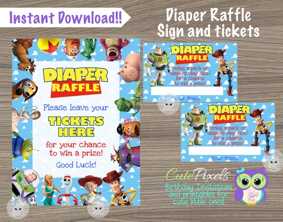 Toy Story Diaper Raffle, Toy Story Baby Shower, It's a Boy Story, Printable Diaper Raffle, It's a boy baby shower Il_570xn