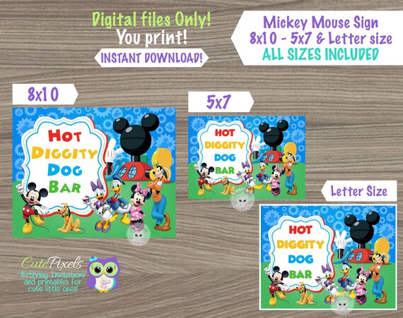 Mickey Mouse Birthday Signs, Come Inside it's fun inside Sign, Mickey Mouse Party Sign, Mickey Mouse Printable Sign, Mickey Mouse Decor Il_570xn