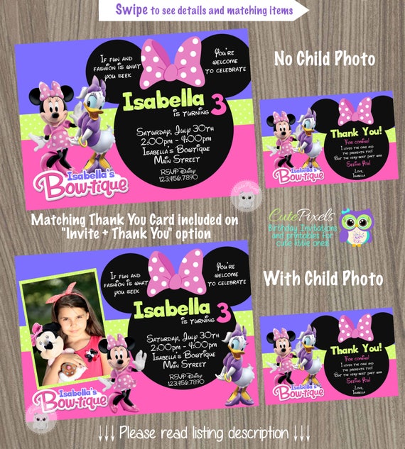Minnie Mouse Bow-tique Invitation, Minnie Mouse Bow-tique, Minnie Mouse Birthday, Minnie Mouse Bowtique Party, Minnie Mouse Birthday Party Il_570xn