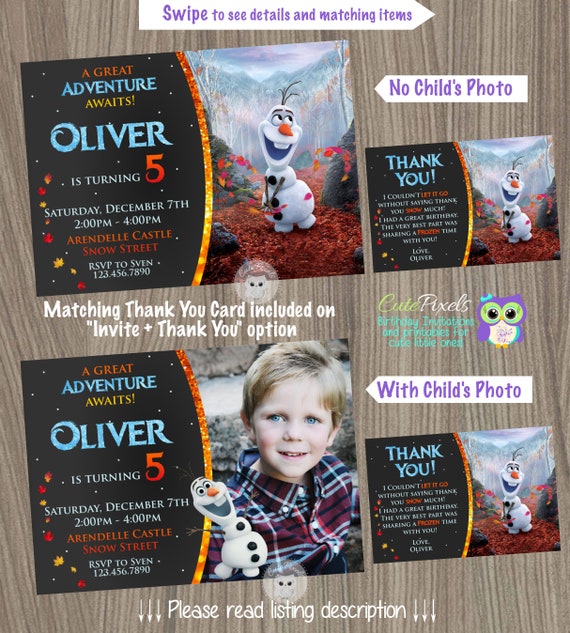 Frozen 2 Invitation, Frozen II Invitation, Olaf Invitation, Frozen Birthday Invitation, Disney Frozen, Boy Invitation, Frozen Birthday Il_570xn