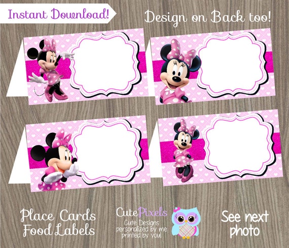 Minnie Mouse Place Cards, Minnie Mouse Food Labels, Minnie Mouse Birthday, Minnie Mouse Party, Minnie Mouse Tent Cards Il_570xn