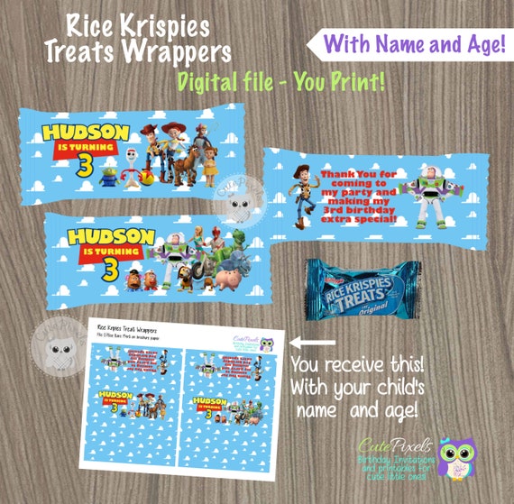 Rice Kripies Treats Wrappers, Printable Rice Krispies Treats, Toy Story Birthday Party, Toy Story Party Favors, Toy Story Party Decor Il_570xn