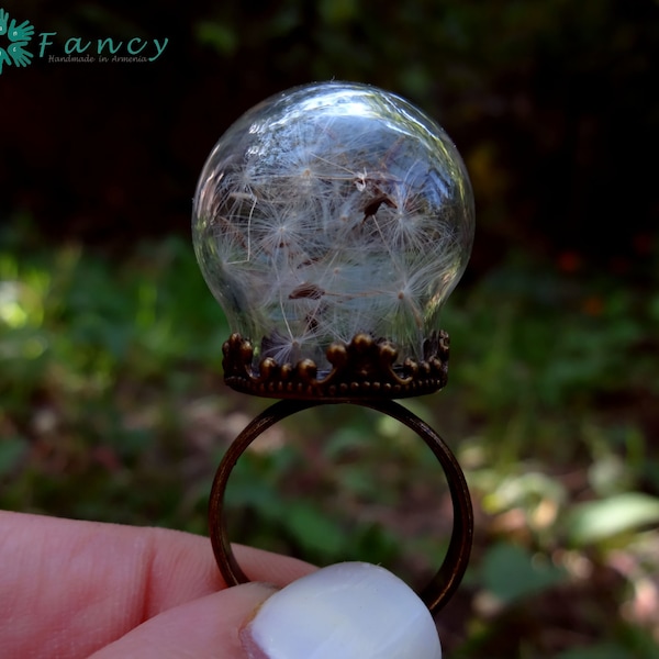 Real dandelion ring , Dandelion wish jewelry , unique rings for her , girlfriend jewelry , ring for mom , Armenian jewelry , ready to ship