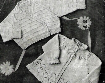 GREENOCK 401 Baby Matinee Coats Vintage Knitting Pattern