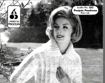 PINGOUIN 480 1960's Ladies Jacket Original Vintage Knitting Pattern