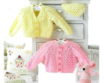 137 Baby Cardigans & Hat/Bonnet Brand New Knitting Pattern PDF Instant Download