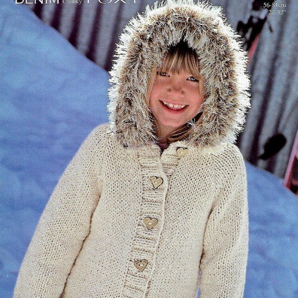 2189 Baby/Child's Fur-Trimmed Hooded Jacket Knitting Pattern PDF Download