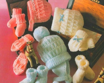 716 Baby Hat Socks Mitts & Bonnet  Knitting Pattern PDF Download