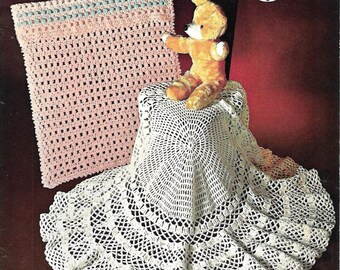 1339 Baby's Pram Cover & Shawl Vintage Crochet Pattern PDF Download
