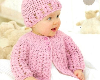 PRETTY BABY Crochet Girl Set Jacket & Hat/ Summer Outfit/ Baby Girl Gift/ Baby Set Crochet Pattern PDF Download