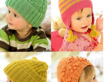 BABY/CHILDREN'S Hats/Winter Hats/ Baby Bonnets Knitting Pattern PDF Download