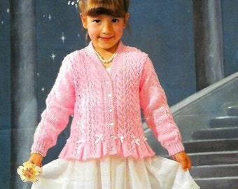 GIRL KNIT - Cardigan con pizzo e trecce per bambine/Cardigan per occasioni speciali da lavorare a maglia, modello PDF da scaricare