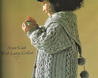 DB1  CHILD'S ARAN Coat/ Winter Coat/ Aran Hooded Coat Knitting  Pattern PDF Instant Download