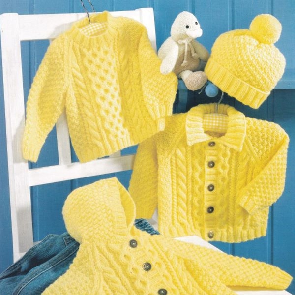 3111 BABY/CHILDREN'S Sweater, Jackets & Hat/Cosy Outfit Knitting Pattern PDF Download