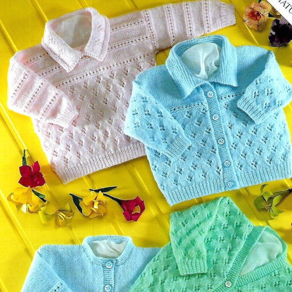 B6 Baby's Diamond Eyelet Design Cardigans & Sweater Knitting Pattern PDF Download